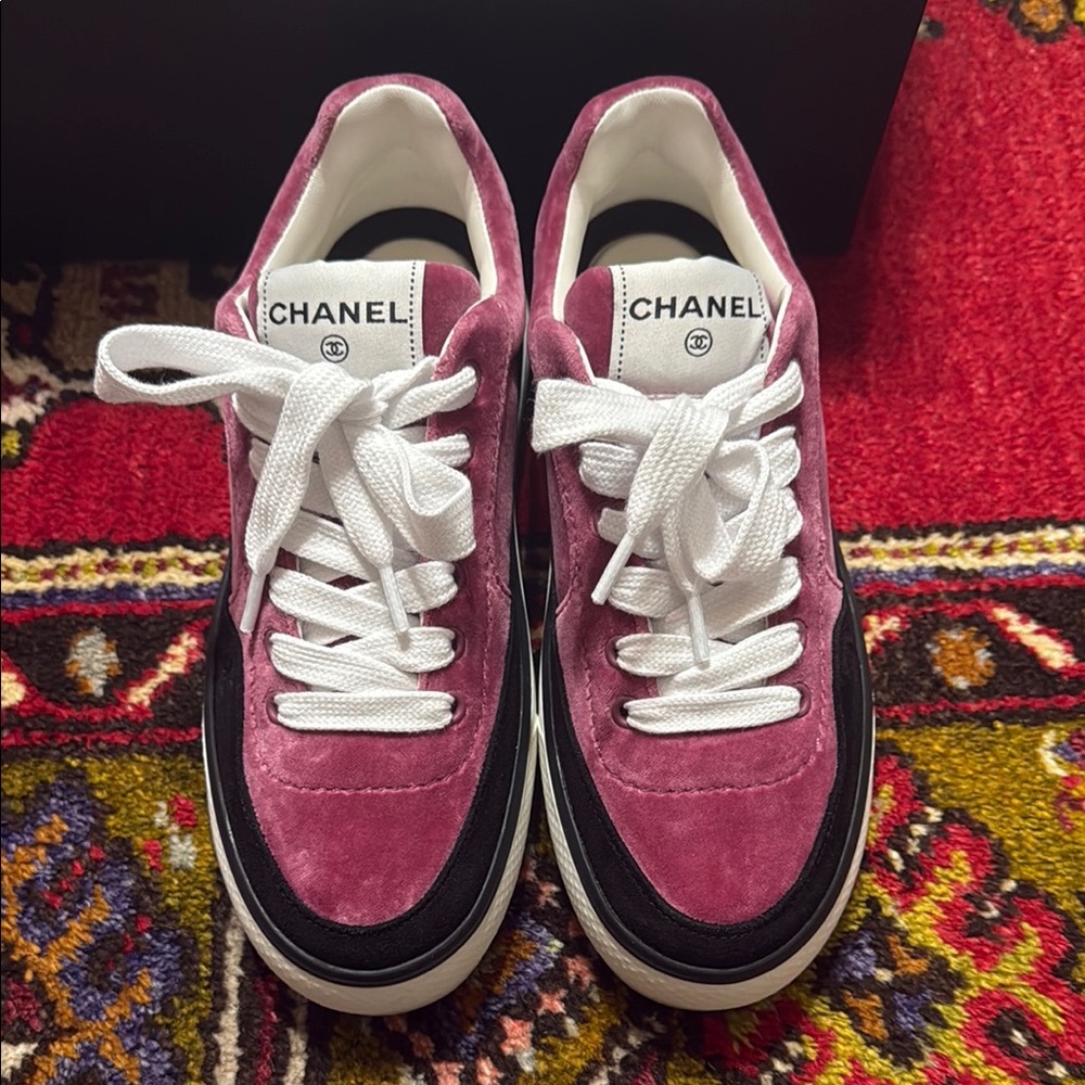 Chanel Pink and Black Sneakers with Luxury Design
